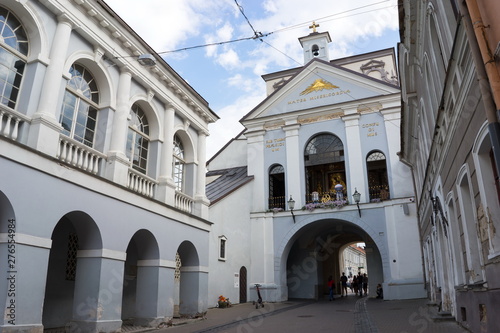 The Gate of Dawn in Vilnius  the chapel of Our Lady of the Gate of Dawn is in the middle behind the glass window