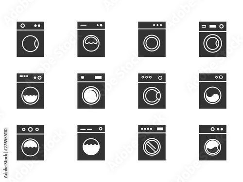 wash machine signs, laundry icons set instruction