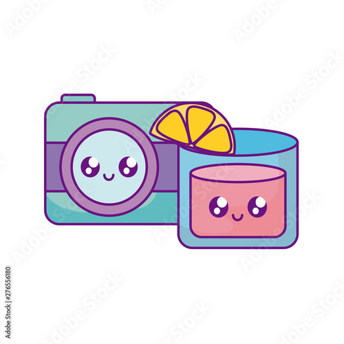 photographic camera with cocktail kawaii