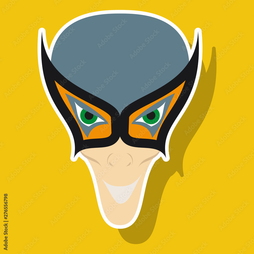 Superhero in Action. Superhero character . Icon in sticker style