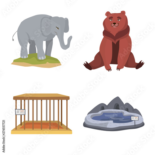 Vector illustration of zoo and park symbol. Set of zoo and animal stock vector illustration.