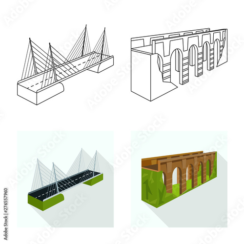 Isolated object of connection and design sign. Set of connection and side vector icon for stock.