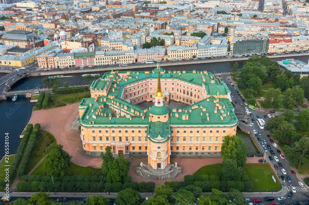 Saint-Petersburg museum, Mikhailovsky Castle, marble Palace, aerial view.