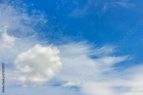 White clouds of different shapes in the blue sky_