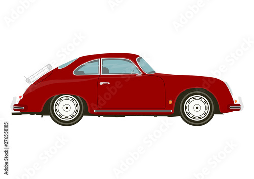 Vintage sports car. Side view of classic sports car. Flat vector.
