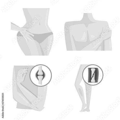 Vector illustration of suffering and injury logo. Set of suffering and damage stock vector illustration.