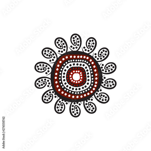 Aboriginal art dots painting icon logo design vector template