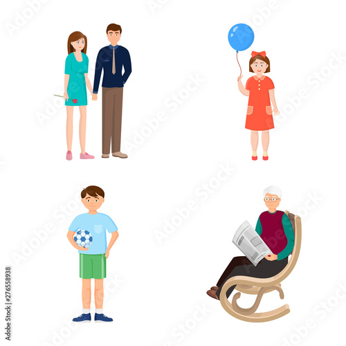 Isolated object of family and people symbol. Set of family and avatar stock symbol for web.