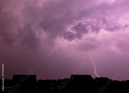 Lightning bolt hit the ground in the village