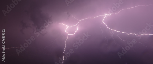 Lightning in the sky at night