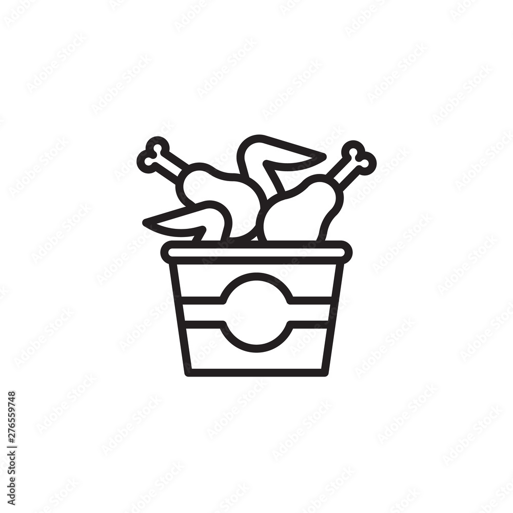 Fried chicken pieces line vector icon. Fast food sign for menu design, websites and mobile app. Fried chicken pieces line vector icon. Fast food sign for menu design, websites and mobile app.