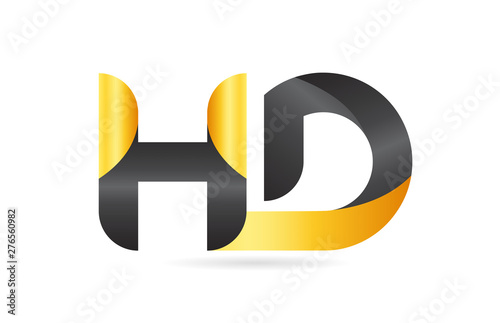 joined or connected HD H D yellow black alphabet letter logo combination