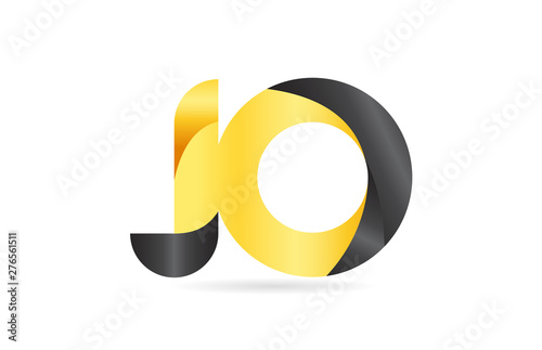 joined or connected JO J O yellow black alphabet letter logo combination