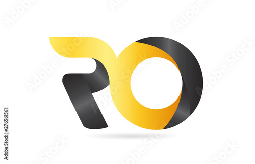 Tablou pe pânză joined or connected RO R O yellow black alphabet letter logo combination