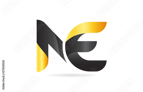 joined or connected NE N E yellow black alphabet letter logo combination