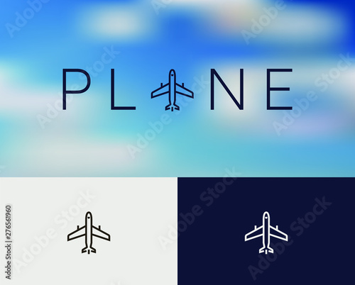 Airplane Icon Logo, monoline concept