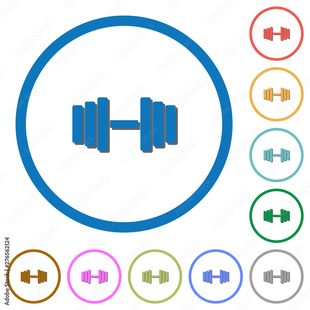 Gym icons with shadows and outlines Gym icons with shadows and outlines