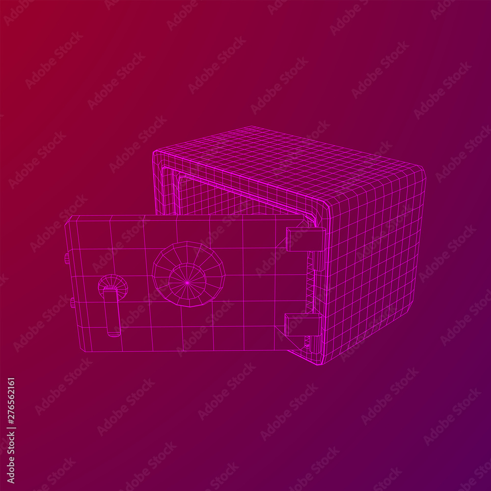 Metal bank vault safe. Wireframe low poly mesh vector illustration Metal bank vault safe. Wireframe low poly mesh vector illustration