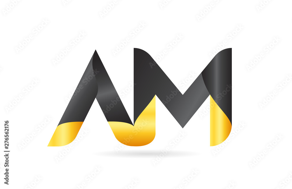 joined or connected AM A M yellow black alphabet letter logo combination