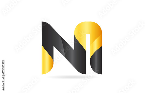 joined or connected NI N I yellow black alphabet letter logo combination