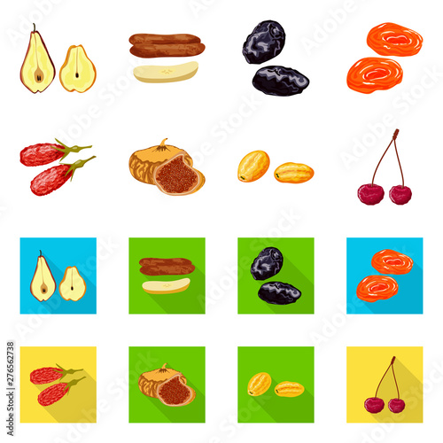 Isolated object of food and raw sign. Collection of food and nature stock vector illustration.