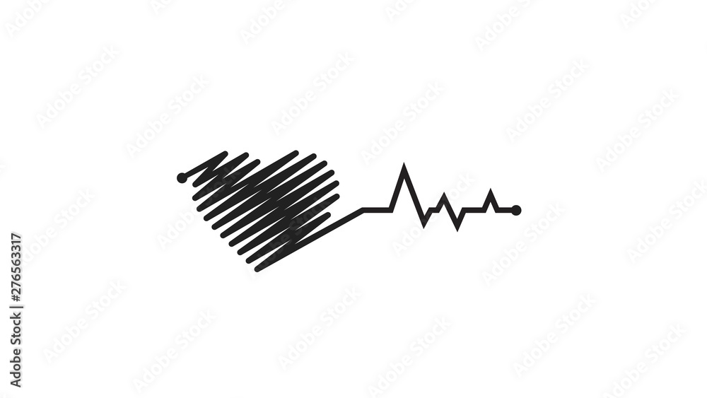 Heart pulse. Black and white colors. Heartbeat lone, cardiogram. Beautiful healthcare, medical background. Modern simple design. Icon. sign or logo. Flat style vector illustration Heart pulse. Black and white colors. Heartbeat lone, cardiogram. Beautiful healthcare, medical background. Modern simple design. Icon. sign or logo. Flat style vector illustration