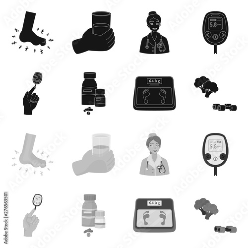 Isolated object of diet and treatment sign. Collection of diet and medicine vector icon for stock.
