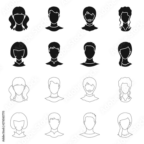 Isolated object of professional and photo sign. Set of professional and profile vector icon for stock.