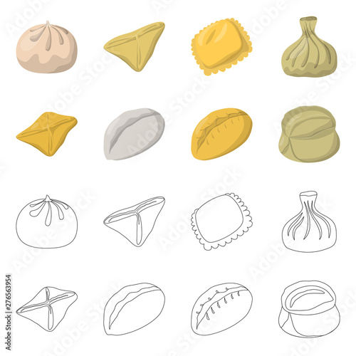 Vector design of products and cooking icon. Collection of products and appetizer stock vector illustration.