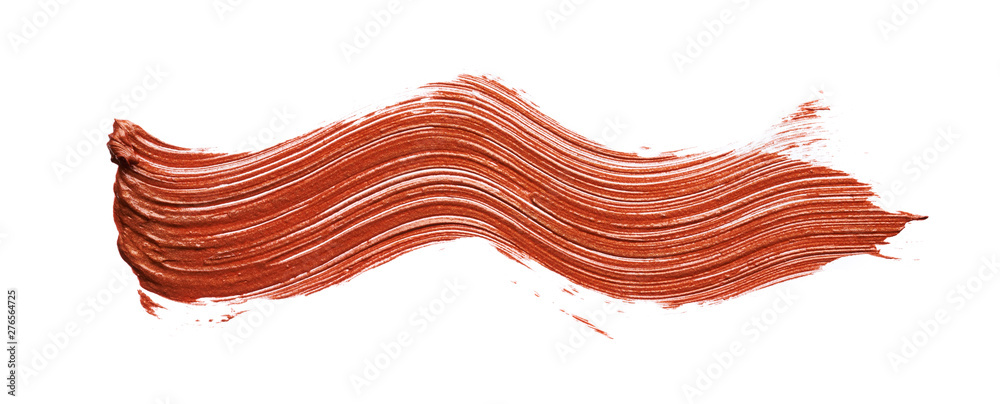 Smears and texture of bronze lip gloss isolated on white background Smears and texture of bronze lip gloss isolated on white background