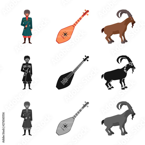 Isolated object of culture and sightseeing sign. Collection of culture and originality stock vector illustration.