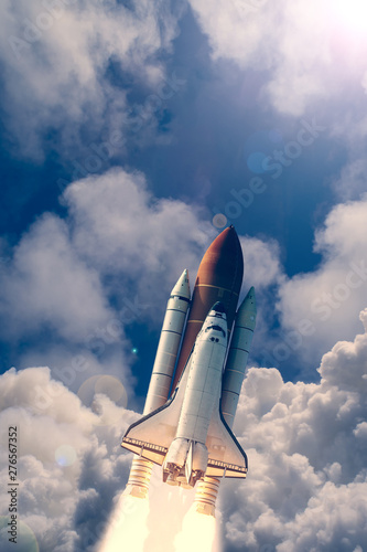 Fototapeta Naklejka Na Ścianę i Meble -  Rocket. Rocket tail. Rocket trace. The elements of this image furnished by NASA.