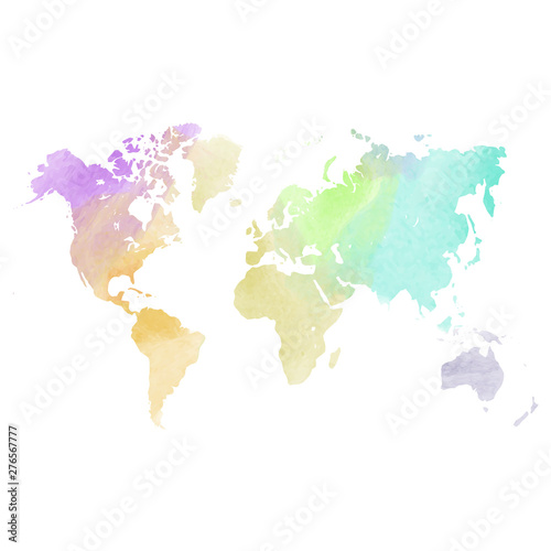 Watercolor map of World. Colorful vector illustration