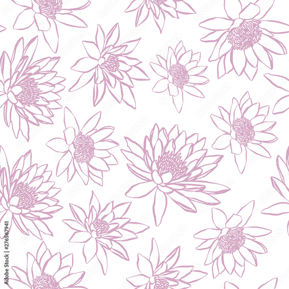 Vector elegant seamless pattern with lotus flowers. Floral pattern for wedding invitations, greeting cards, scrapbooking, print, gift wrap, manufacturing.
