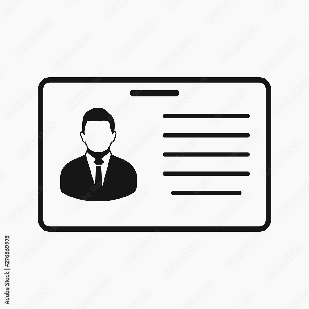 Identification card icon. Flat style vector EPS. Identification card icon. Flat style vector EPS.