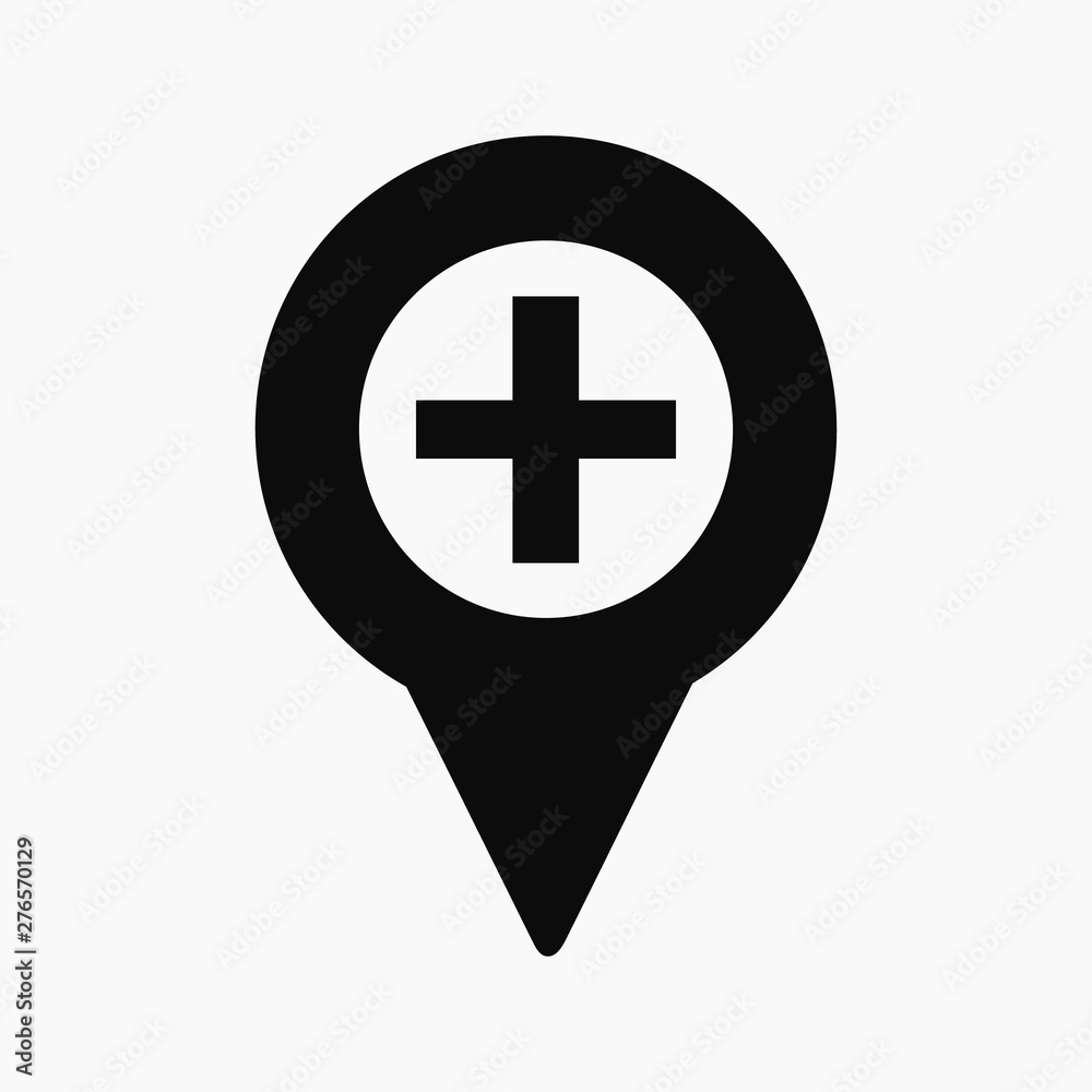 Hospital location icon. Flat style vector EPS. Hospital location icon. Flat style vector EPS.