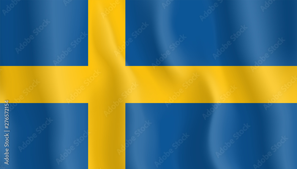 Waving Sweden Flag. Vector Illustration Waving Sweden Flag. Vector Illustration