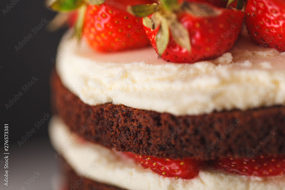 Strawberry cake with crust and cream Strawberry cake with crust and cream