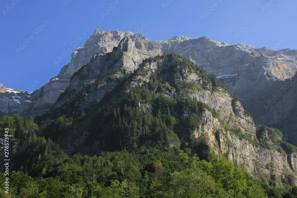 Naklejka premium Mount Glaernisch seen from Lake Kloental, Switzerland.