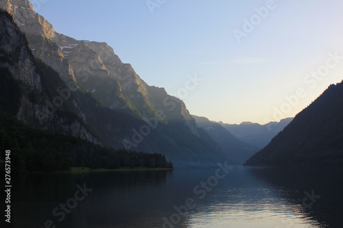 Sunset at Lake Kloental  Switzerland.
