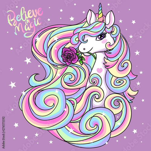 Dekoracja na wymiar  beautiful-unicorn-with-a-rainbow-mane-fabulous-animal-vector