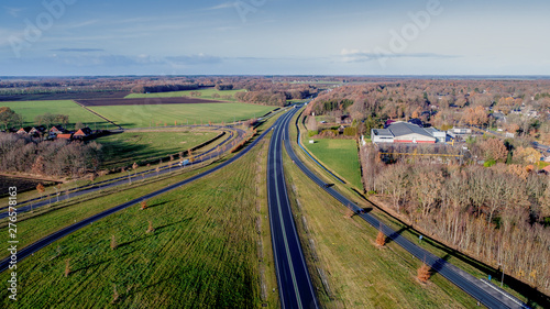 Dutch roads viewed from above. ere are the roads N33 and N34 near Gieten