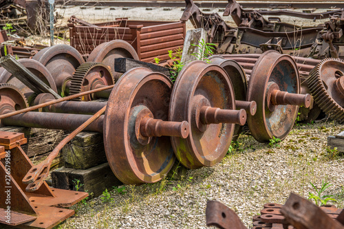 Rusty old train wheels