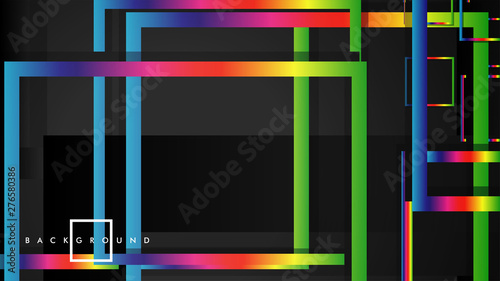 Vector Modern Abstract Squares Backgrounds . with a black and rainbow color gradient. eps 10 template