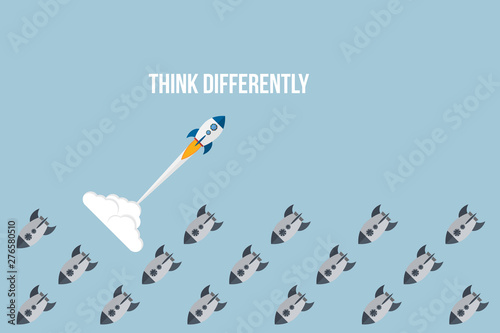 Think differently - Being different, taking risky, move for success in life -The graphic of rocket also represents the concept of courage, enterprise, confidence, belief, fearless, daring, photo