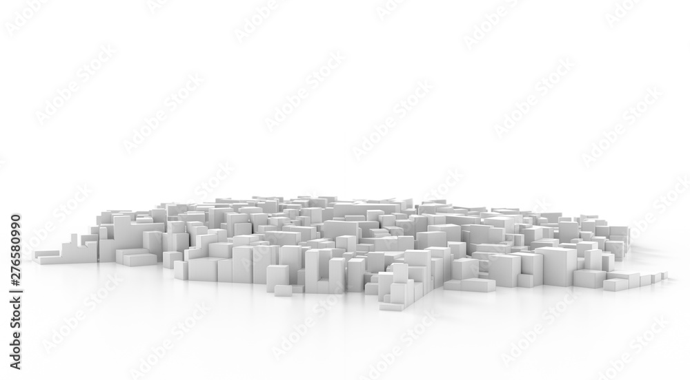 Abstract white city center. Cityscape background. 3d rendering.