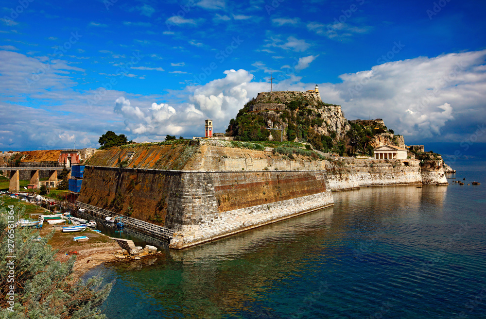 CORFU (KERKYRA) ISLAND, GREECE. The Old Fort and the canal called 