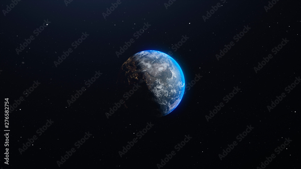 Small blue planet in space. Atmosphere of Earth. 3d illustration