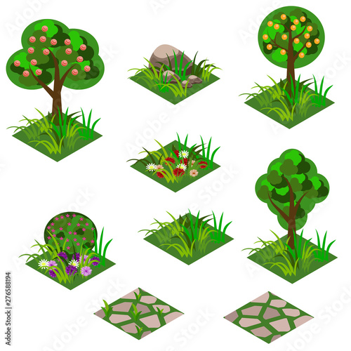 Garden or farm isometric tile set