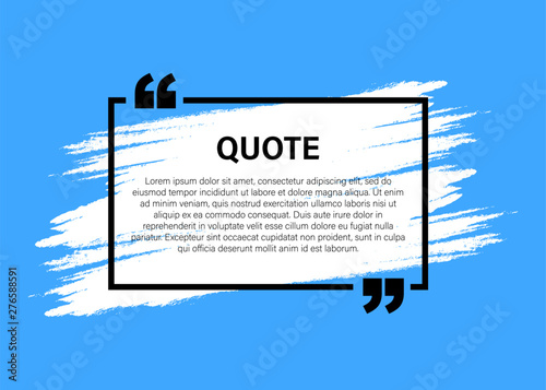 Trendy block quote modern design elements. Creative quote and comment text frame template.